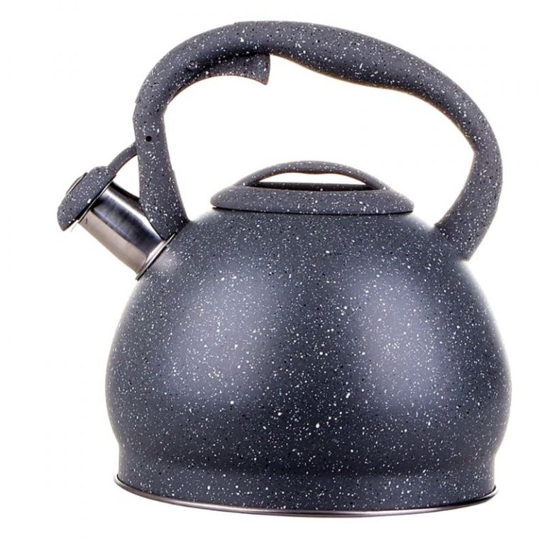 Stove Top Kettle 3 Litre NonElectric (Induction) with WhistleGrey Marble Finish Golden Chef