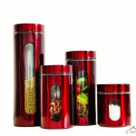 Canister Set Red Metallic- 4 Piece