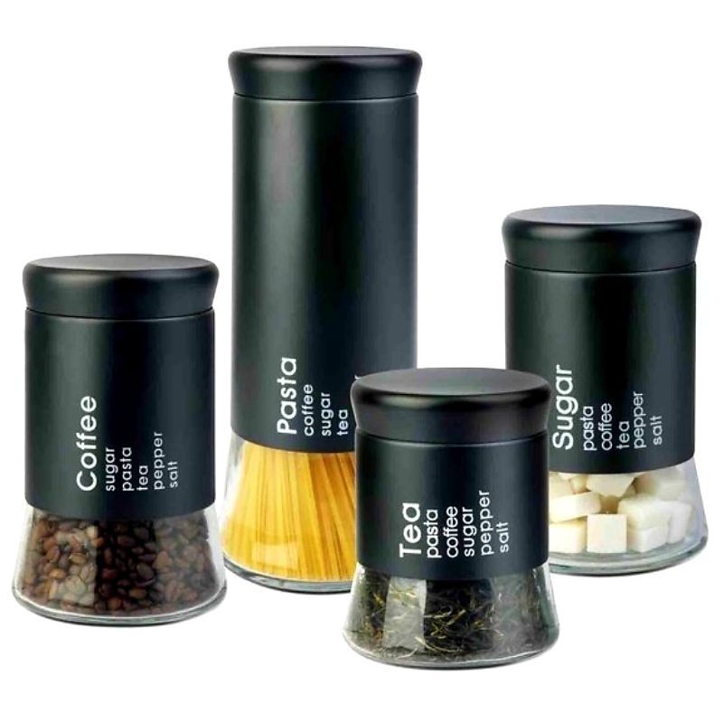 Canister Set Black – 4 Piece
