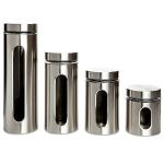 Canister Set Stainless Steel With Oval Window-4 Piece