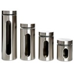 Canister Set Stainless Steel With Oval Window-4 Piece