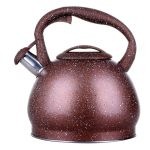 Stove Top Kettle 3 Litre Non-Electric (Induction) with Whistle-Brown Marble Finish