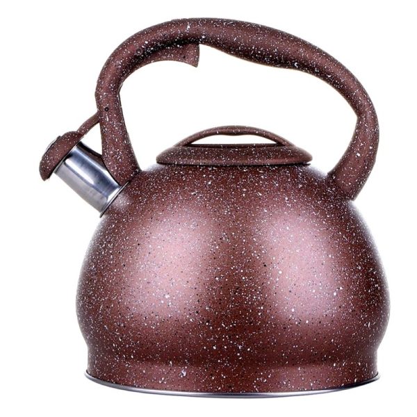 Stove Top Kettle 3 Litre Non-Electric (Induction) with Whistle-Brown Marble Finish