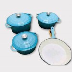 7 Piece Cast Iron Dutch Oven Cookware Set – Sky Blue