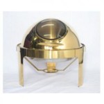 Chafing Dish Gold Round Window-Rolltop