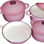 Authentic 7 Piece Cast Iron Dutch Oven Cookware Set – Pink