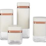 Square Glass Storage Canister Set Cream – 4 Piece