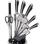 Knife Set with Rotating Block Stand Black-9 Piece