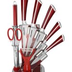 Knife Set with Rotating Block Stand Red-9 Piece
