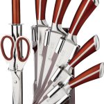 Knife Set with Rotating Block Stand Rose Gold-9 Piece