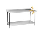Stainless steel table+Backsplash+Undershelf+Stainless steel legs 2000mm