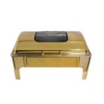 Chafing Dish Gold Square Flat Top Window