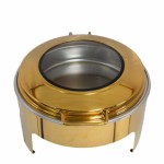 Chafing Dish Gold Round Flat Top Window