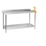 Stainless steel table+Backsplash+Undershelf+Stainless steel legs 1500mm