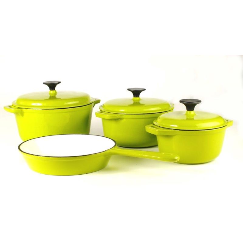 7pcs Cast Iron Cookware Set Green