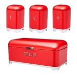 Breadbin Retro Design with 3 Piece Matching Canister Set-black - Image 3