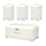 Breadbin Retro Design with 3 Piece Matching Canister Set-red - Image 2