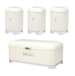 Breadbin Retro Design with 3 Piece Matching Canister Set-red - Image 2