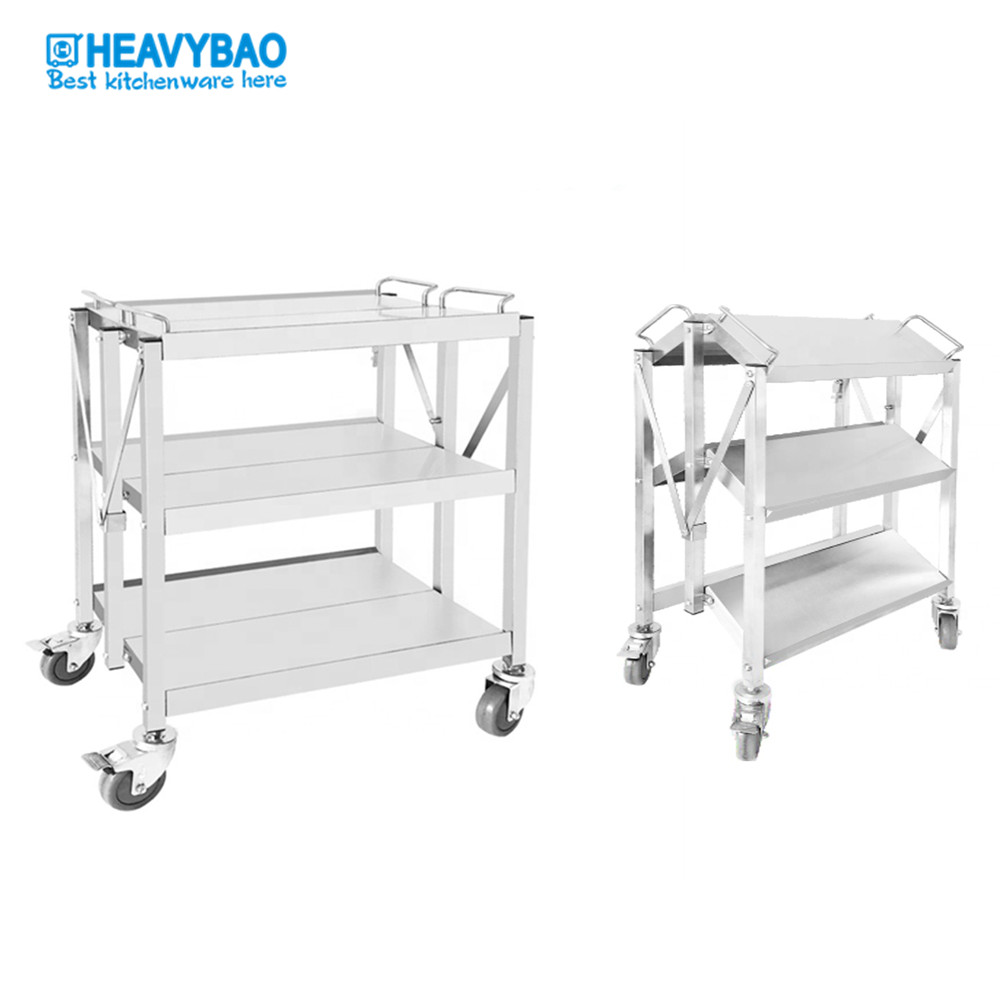 Stainless Steel Trolley Folding 3 Tier - Image 2