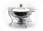 Chafing Dish Round Glass Lid Wire Design Silver – 6 Litre