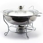 Chafing Dish Round Glass Lid Wire Design Silver – 6 Litre