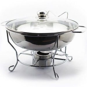 Chafing Dish Round Glass Lid Wire Design Silver – 6 Litre