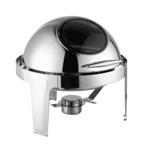 Stainless Steel Round Roll Top Chafing Dish With Window
