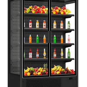 Glass Door Upright Air Open Chiller Double Door